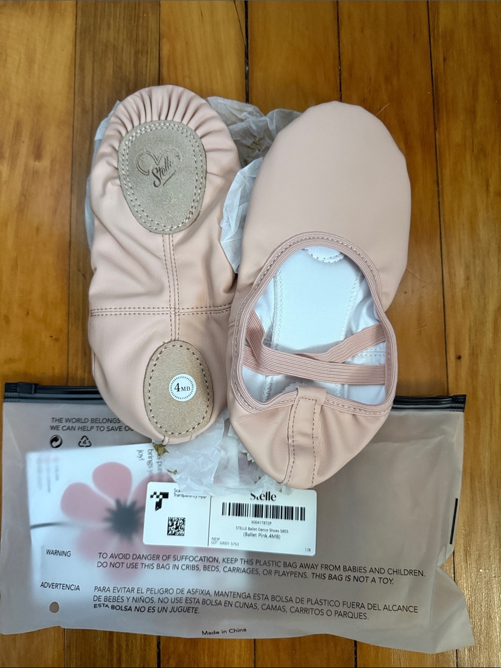 Kids Ballet Slippers - Light Pink Elastic Strap Dance Shoes